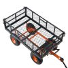 VEVOR Dump Cart, Metal Garden Dump Cart with Easy to Assemble Frame, Dump Wagon with 2-in-1 Convertible Handle, Utility Wheelbarrow 400 lbs Capacity