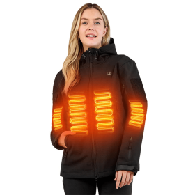 Heated Jacket For Women, ANTARCTICA GEAR Winter Coat With 12V 16000mAh Battery Pack, Soft Shell Heating Hood Jacket (Option: Black-XL)